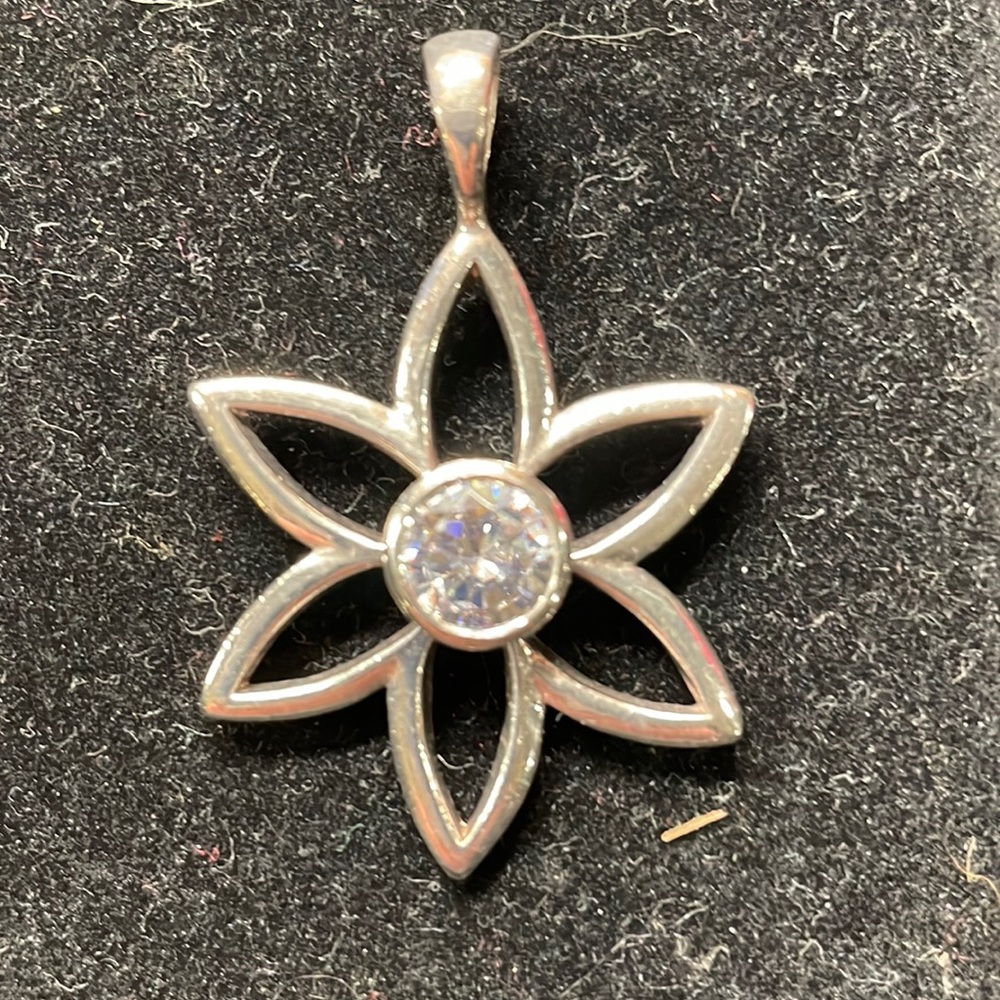 .925 Sterling Silver  Silpada CZ Flower Pendant